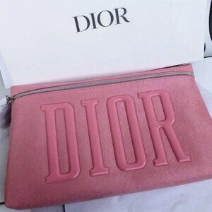 DIOR Beauty Pink Cosmetic Makeup Bag Pouch Suede - Brand New with Box